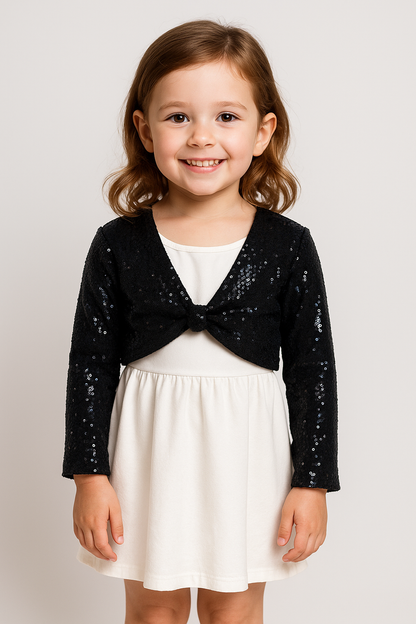 Black Crop Sequin Bolero Jacket