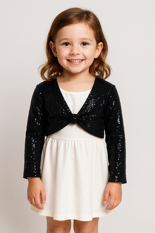 Black Crop Sequin Bolero Jacket