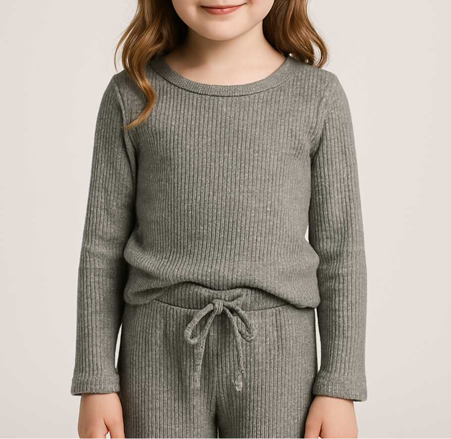 Waffle Grey Sparkle Knit Top