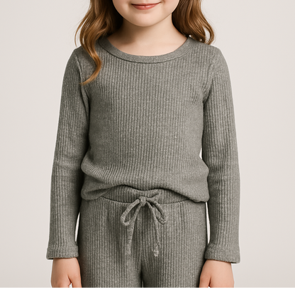 Waffle Grey Sparkle Knit Top