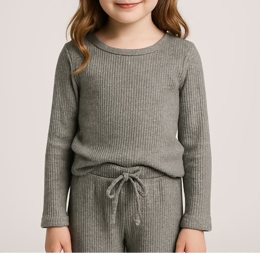 Waffle Grey Sparkle Knit Top