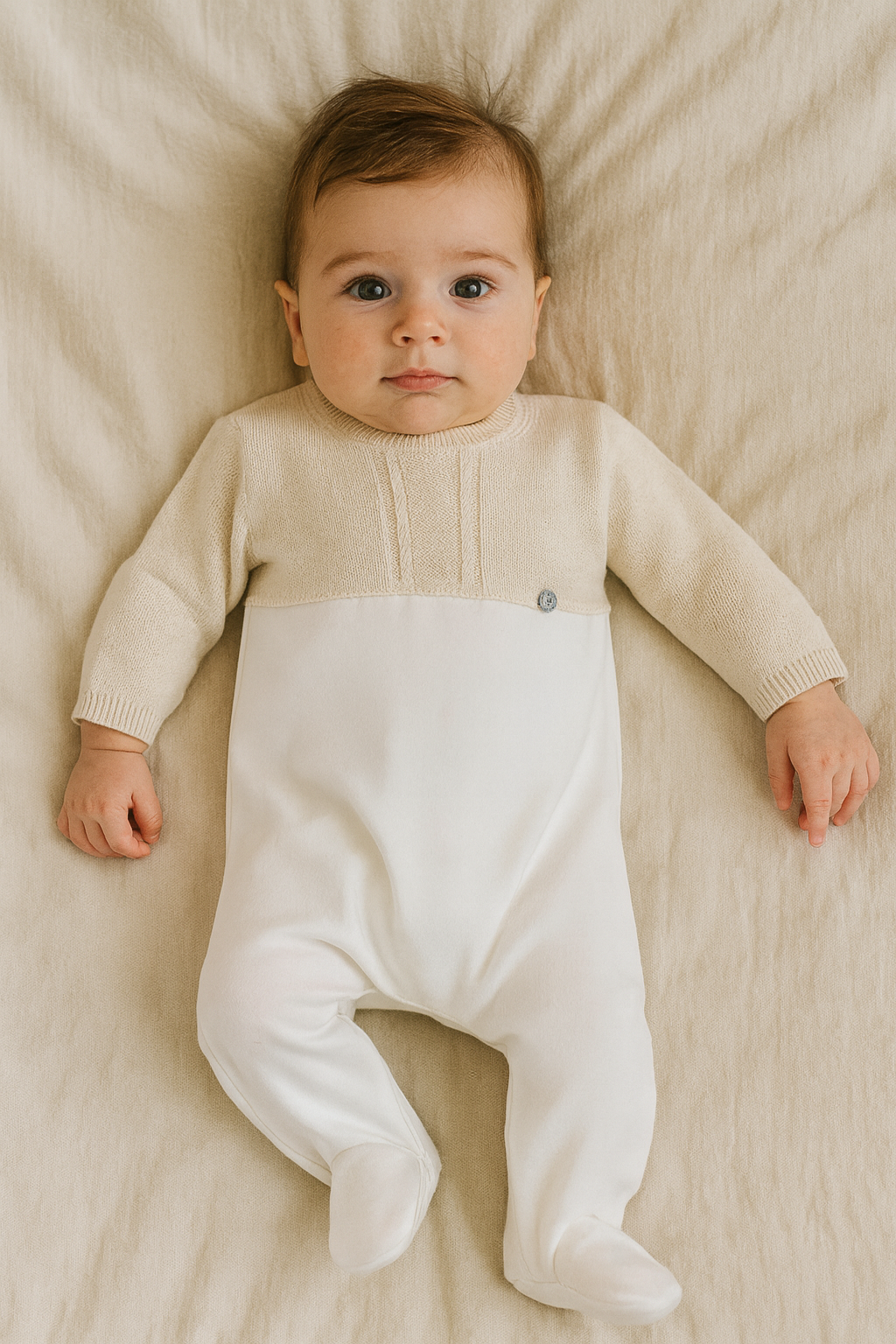 Beige Cashmere Bodice Ivory Cotton Footy