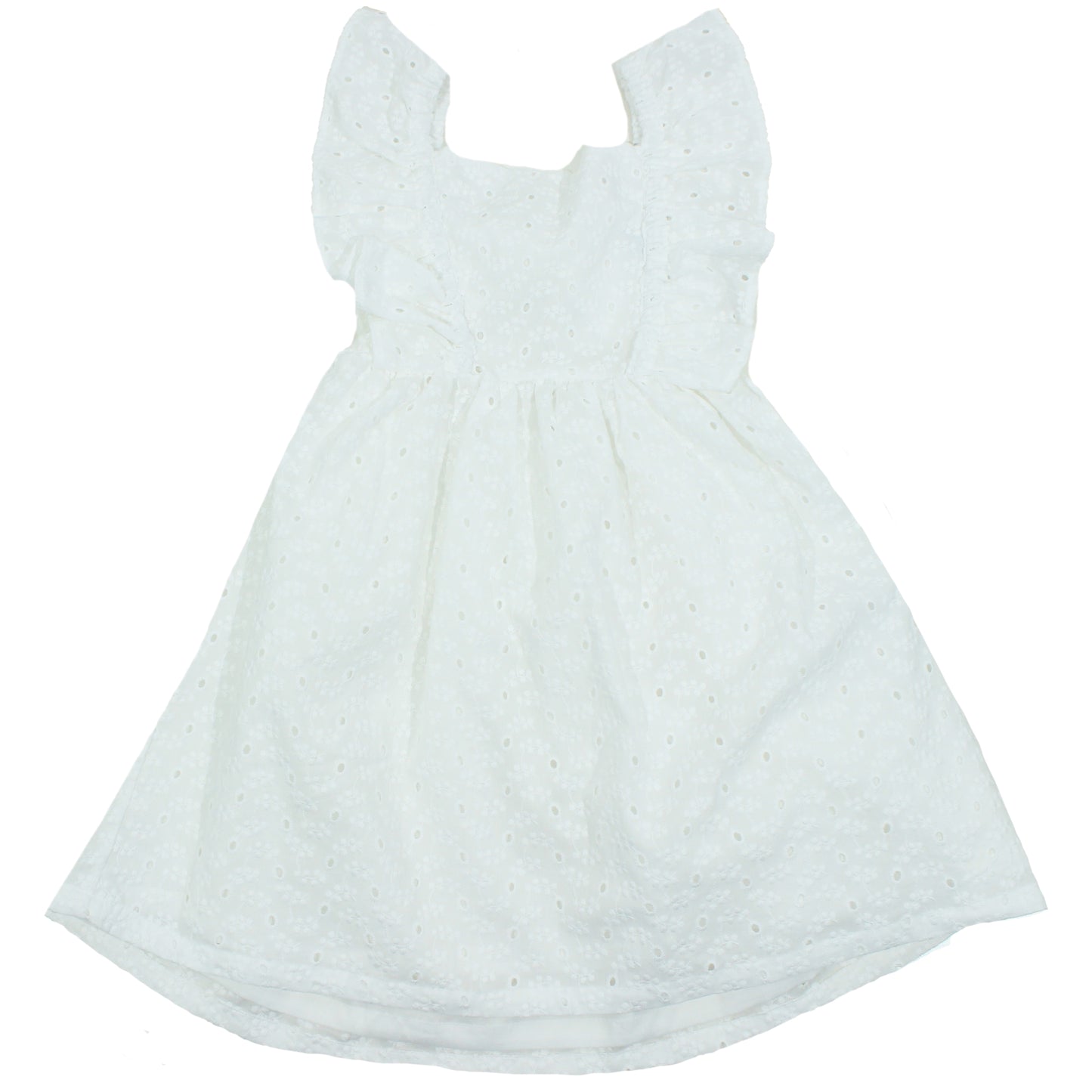 White Eyelet Dress w Ruffled Sleeve