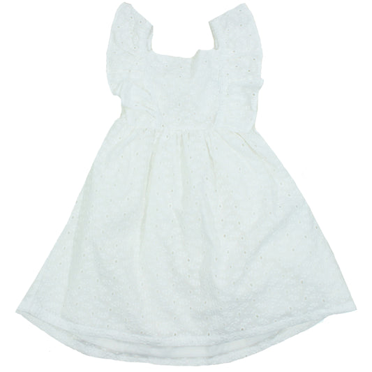 White Eyelet Dress w Ruffled Sleeve