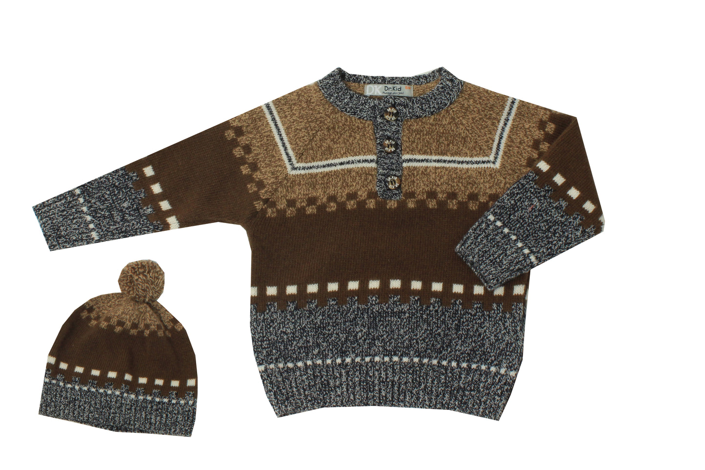 3pc Brown Sweater & Brown Pants with Hat