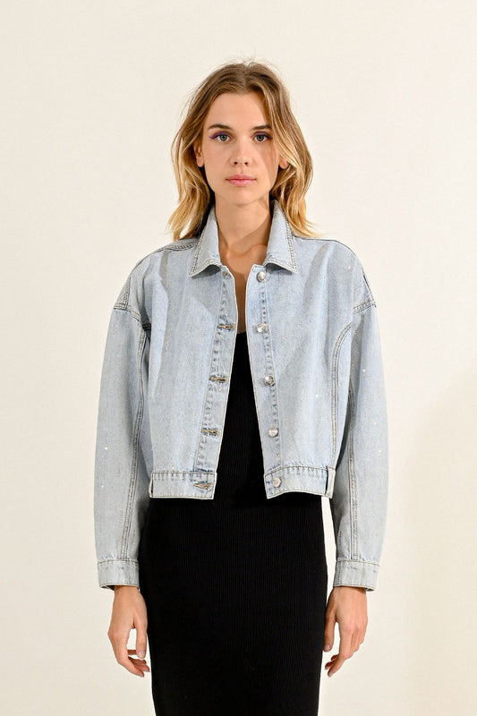 Light Blue Denim Jacket w Rhinestones