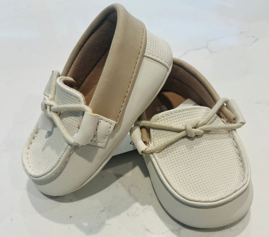Mayoral Soft Moccasin Off White with Beige Detail - Baby Classic Moccasin Shoes