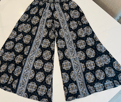 Paani Navy w Gold Design  - Women’s Dress Pants & Elegant Statement Trousers
