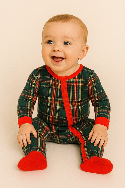 Posh Peanut Plaid Holiday Romper - Christmas