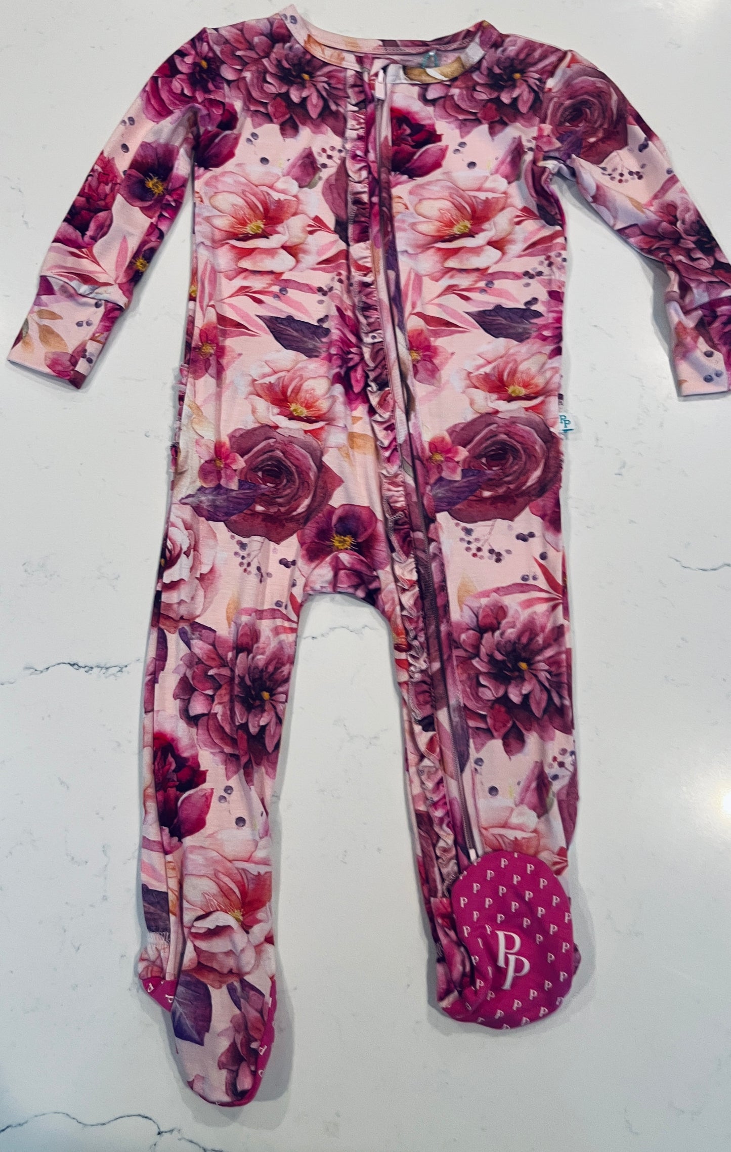 Amira Footie Ruffled Zippered One Piece