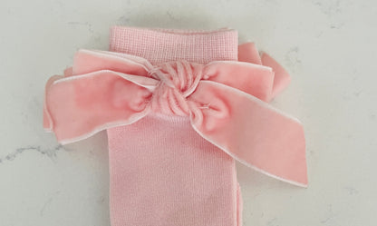 Meia Pata Knee High Socks with Knot Velvet Bow | Girls’ Dress Socks & Boutique Accessories