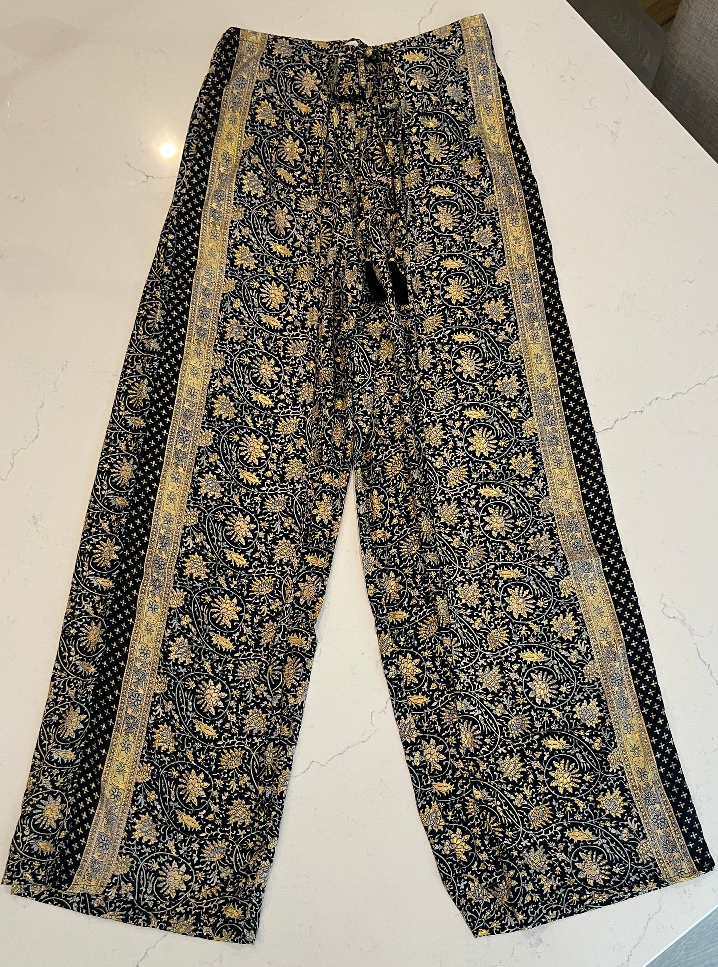 Paani Black and Gold Faux Wrap Pants