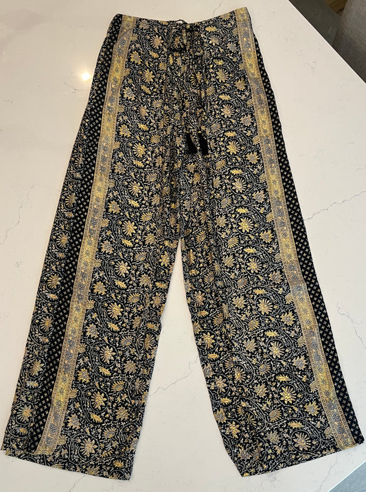 Paani Black and Gold Faux Wrap Pants
