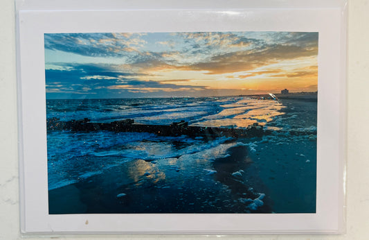 Offshore Drones Shore with Yellow Sky 5x7 Greeting Card