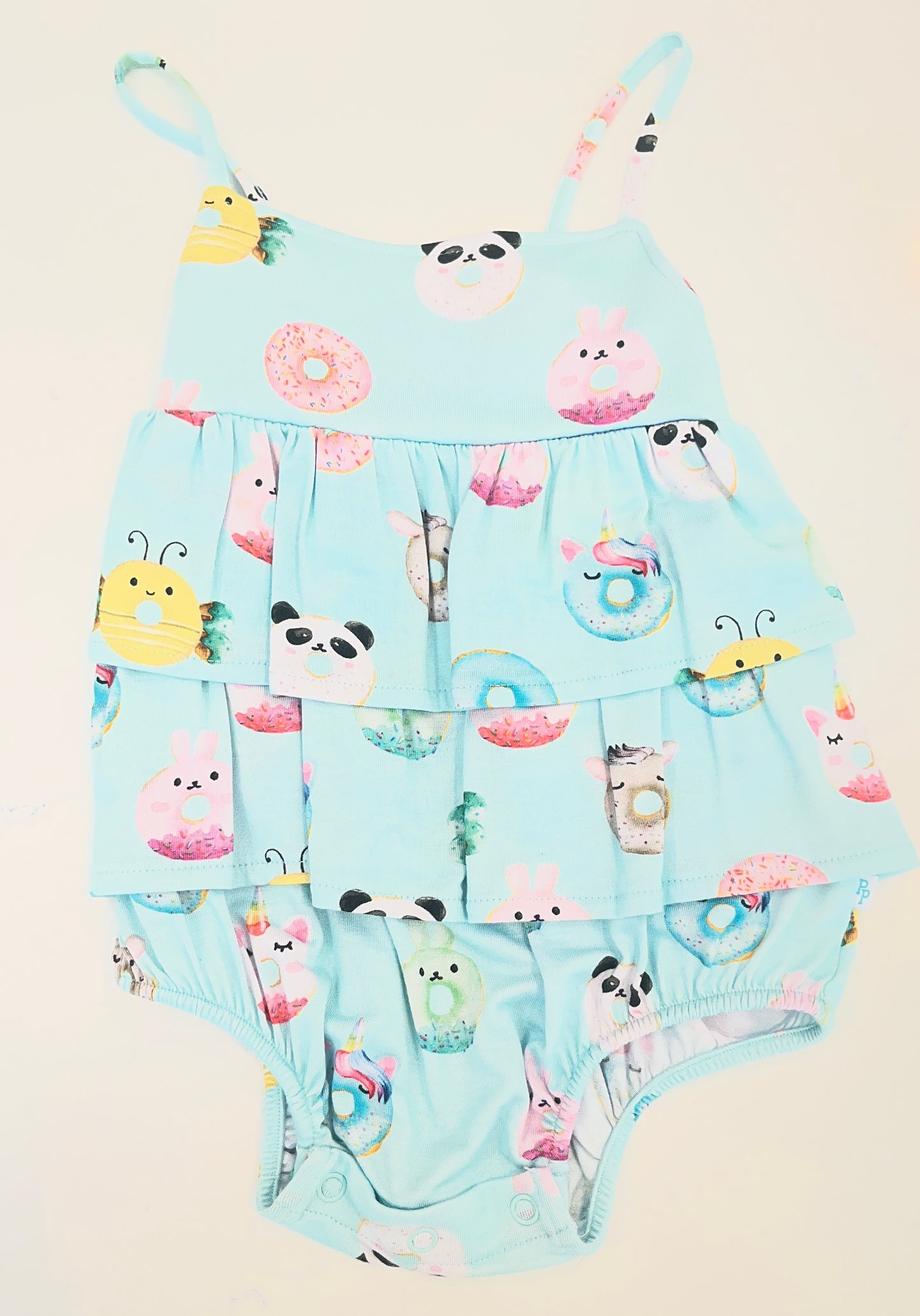 Donuts Ruffled Spaghetti Romper