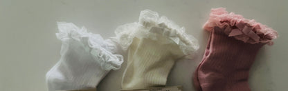 Sock w lace cuff & satin Bow