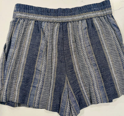 DREW Blue Shorts with Stripe & Pattern Detail - Women’s Boutique Casual Shorts