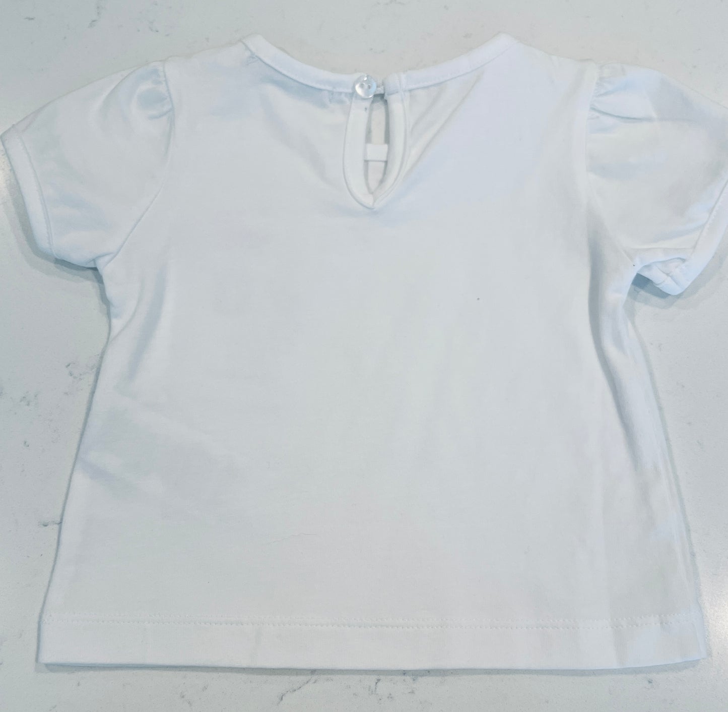 White T-Shirt w Rhinestone Bow Detail on Front