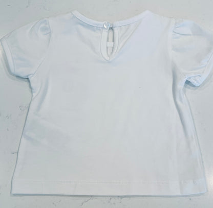 White T-Shirt w Rhinestone Bow Detail on Front