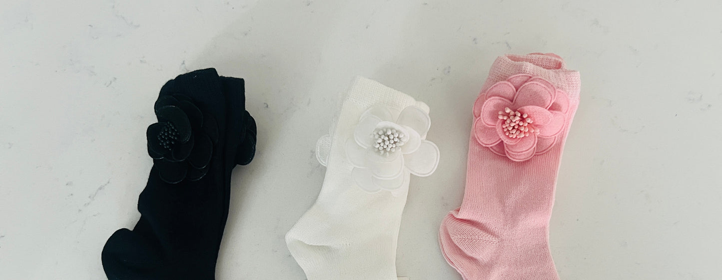 Meia Pata Knee Socks with Winter Flower