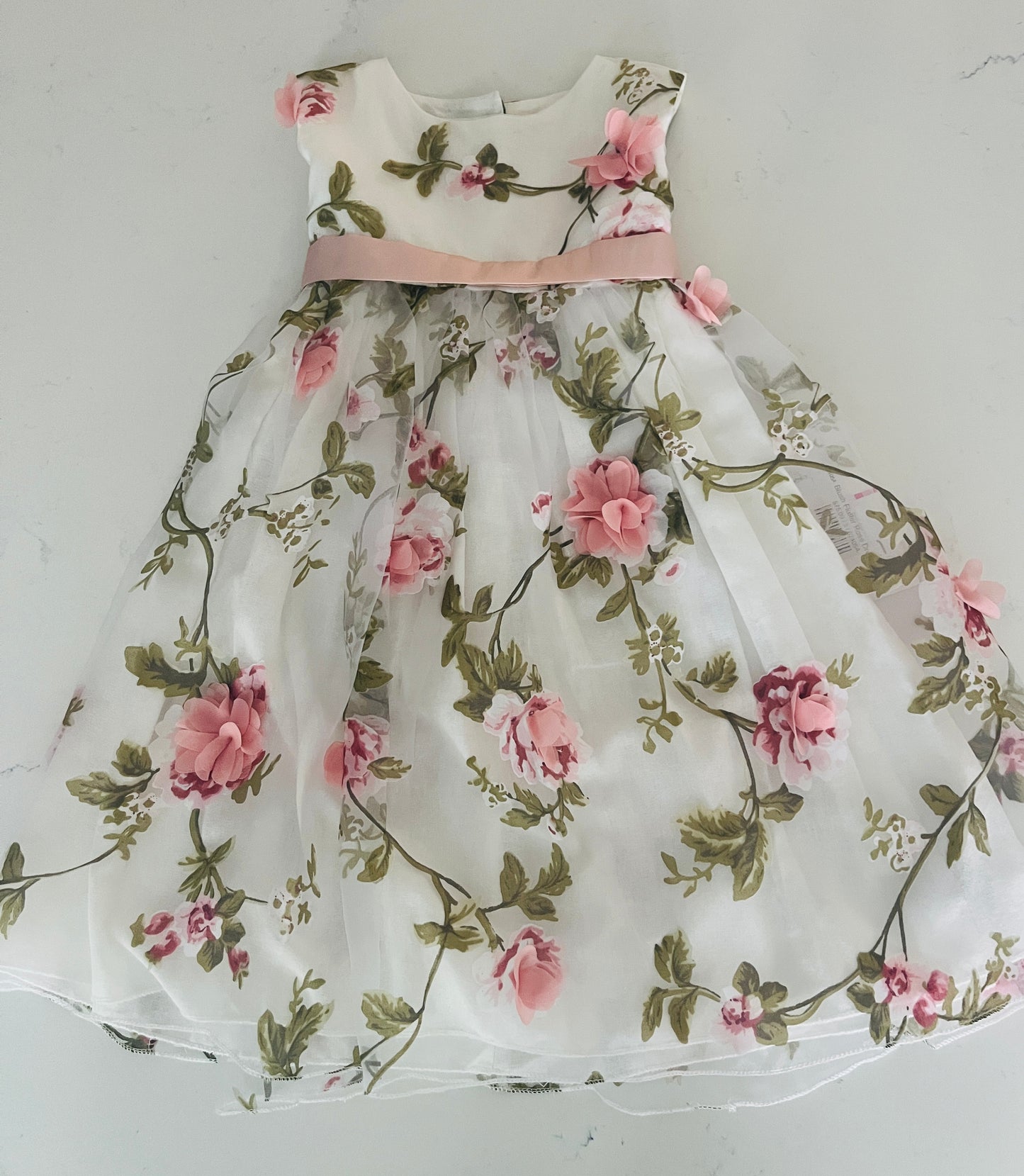 Blush Flutter 3D Rose Dress