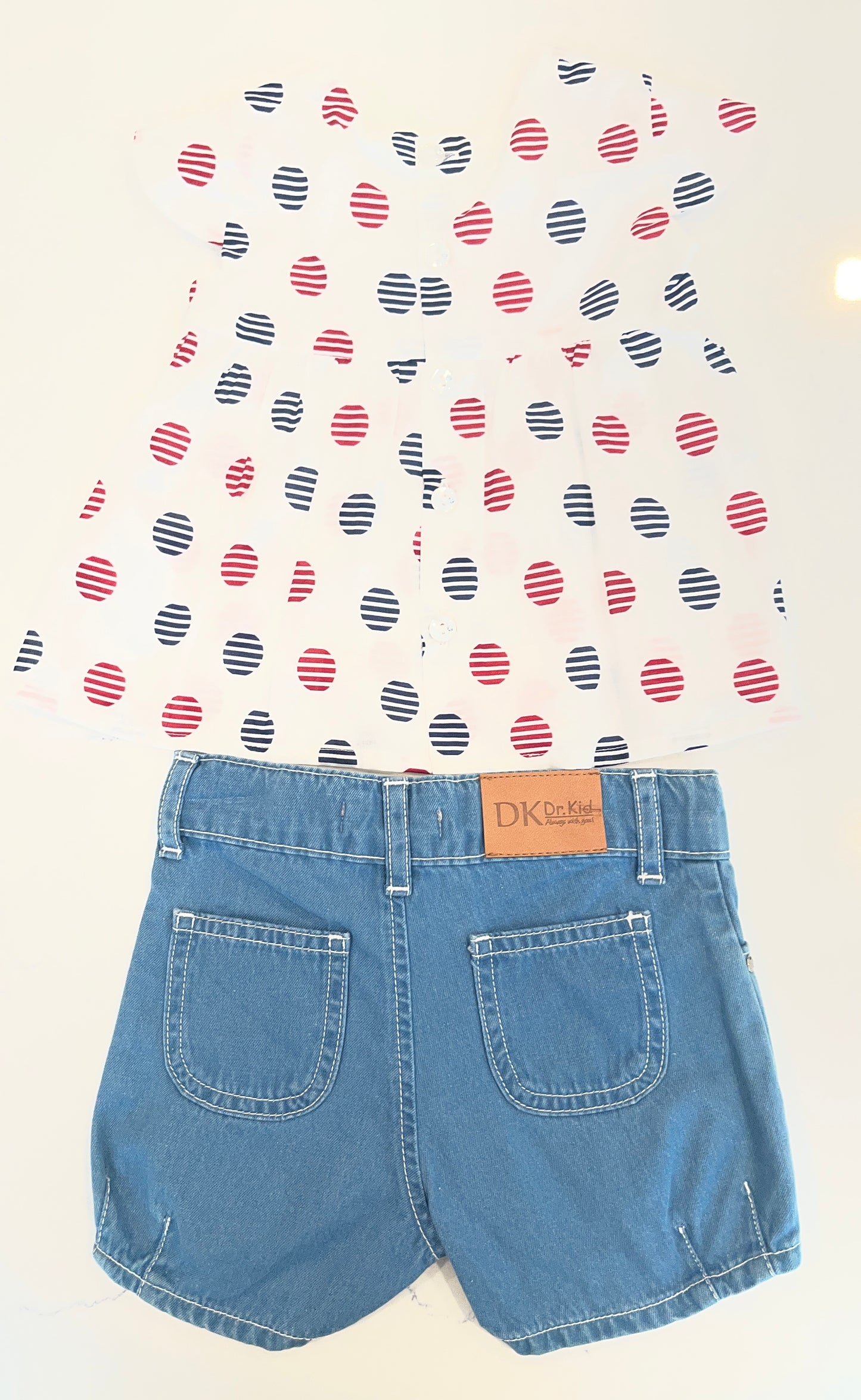 2pc White/Red Dot Top w Matching Pants
