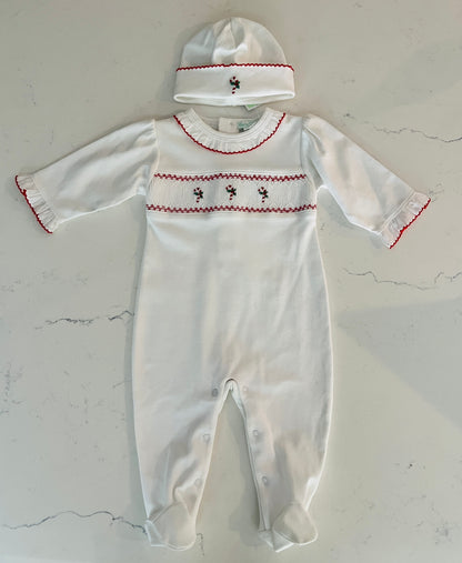 Baby Threads 2pc Candy Cane Footie w Hat - Baby Christmas & Holiday One-Piece Pajamas