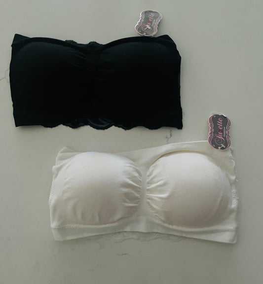 Suzette Black or White Padded Bralette with Lace Back
