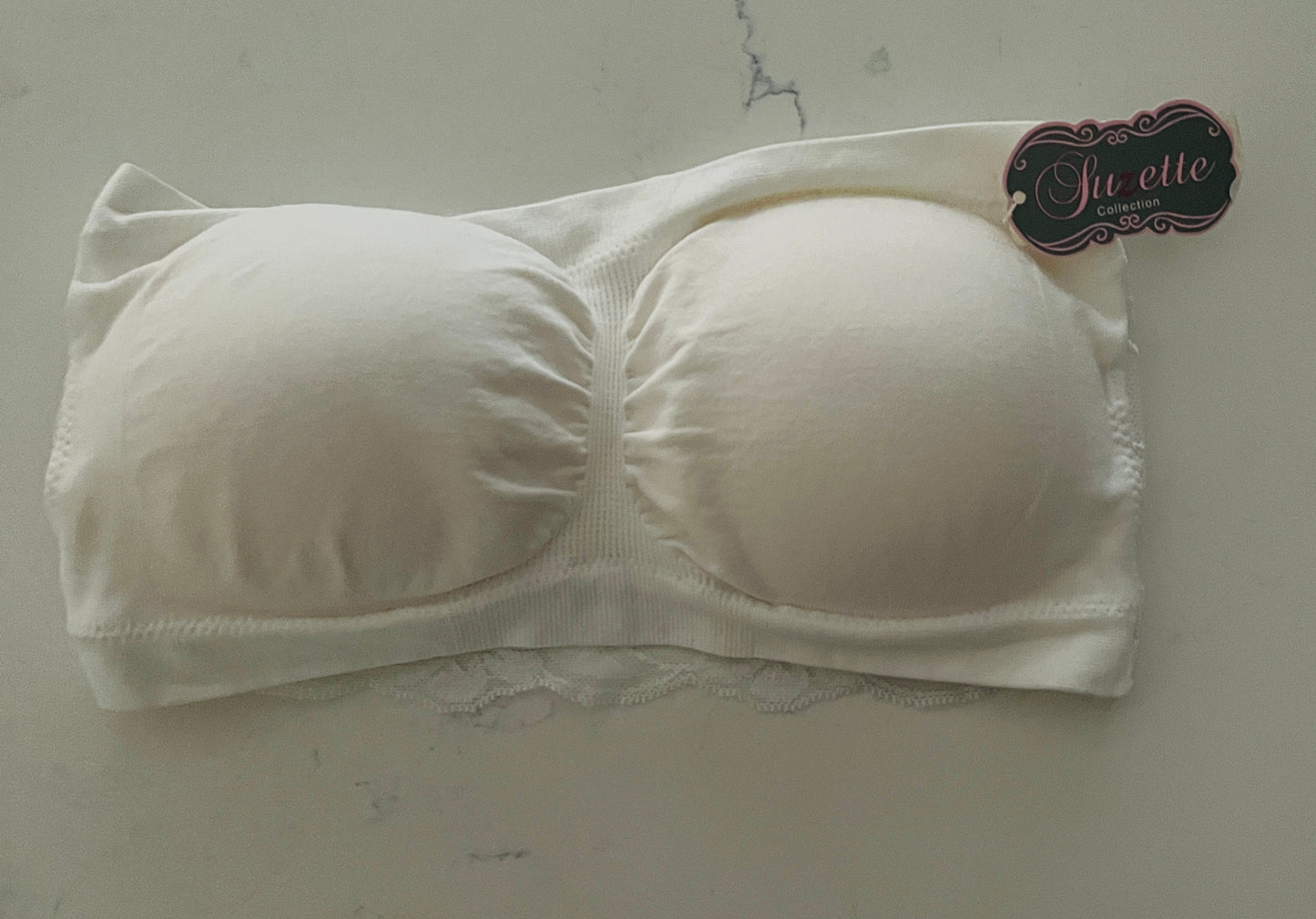 Suzette Black or White Padded Bralette with Lace Back