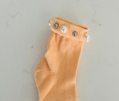 Short Socks With Pearl Studded cuff