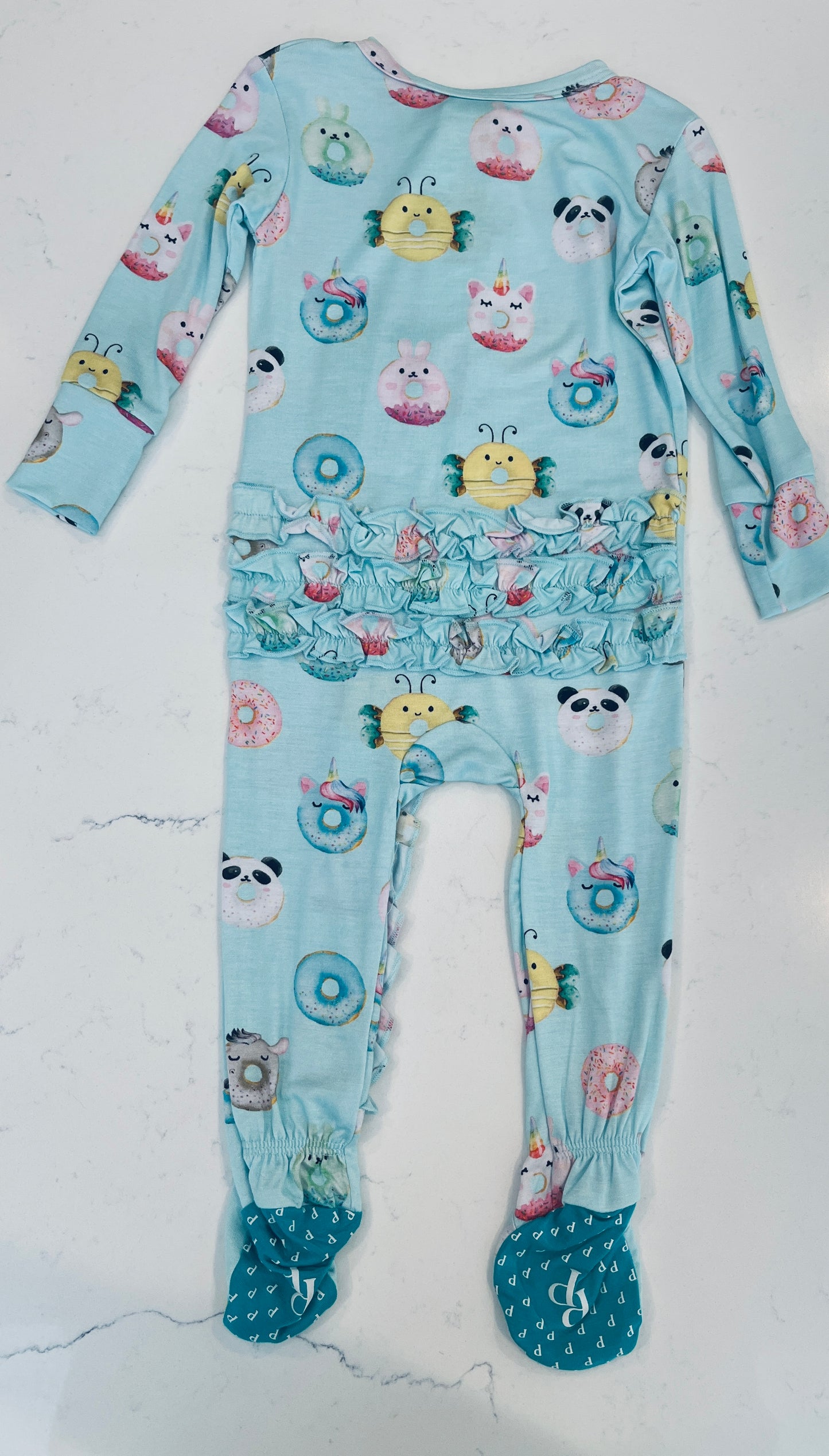 Donuts Footie Ruffled Zippered One Piece