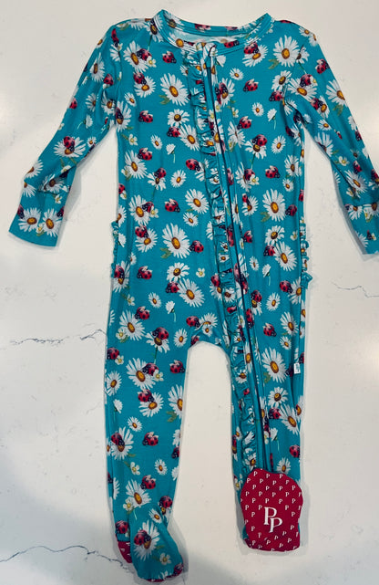 Ladybug Footie Ruffled Zippered One Piece