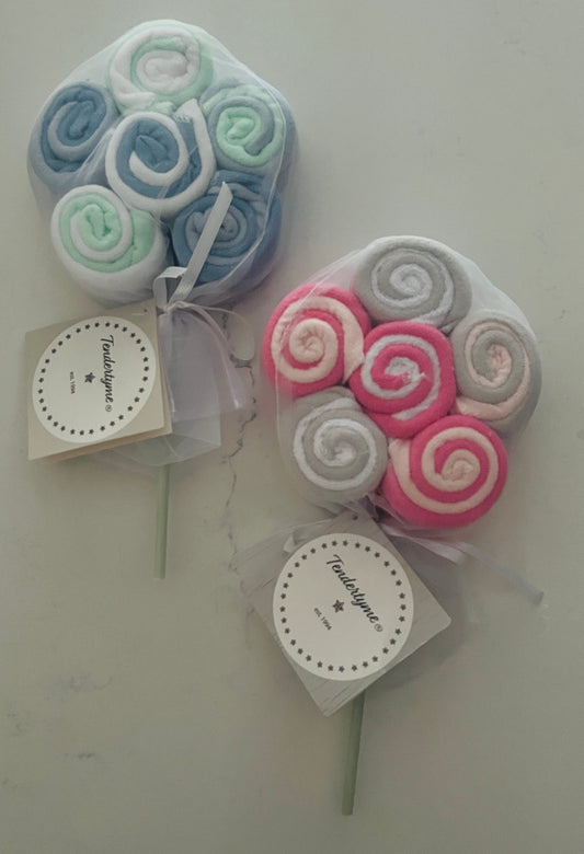 Rose Textiles Blue 12pk Lollipop Washcloths