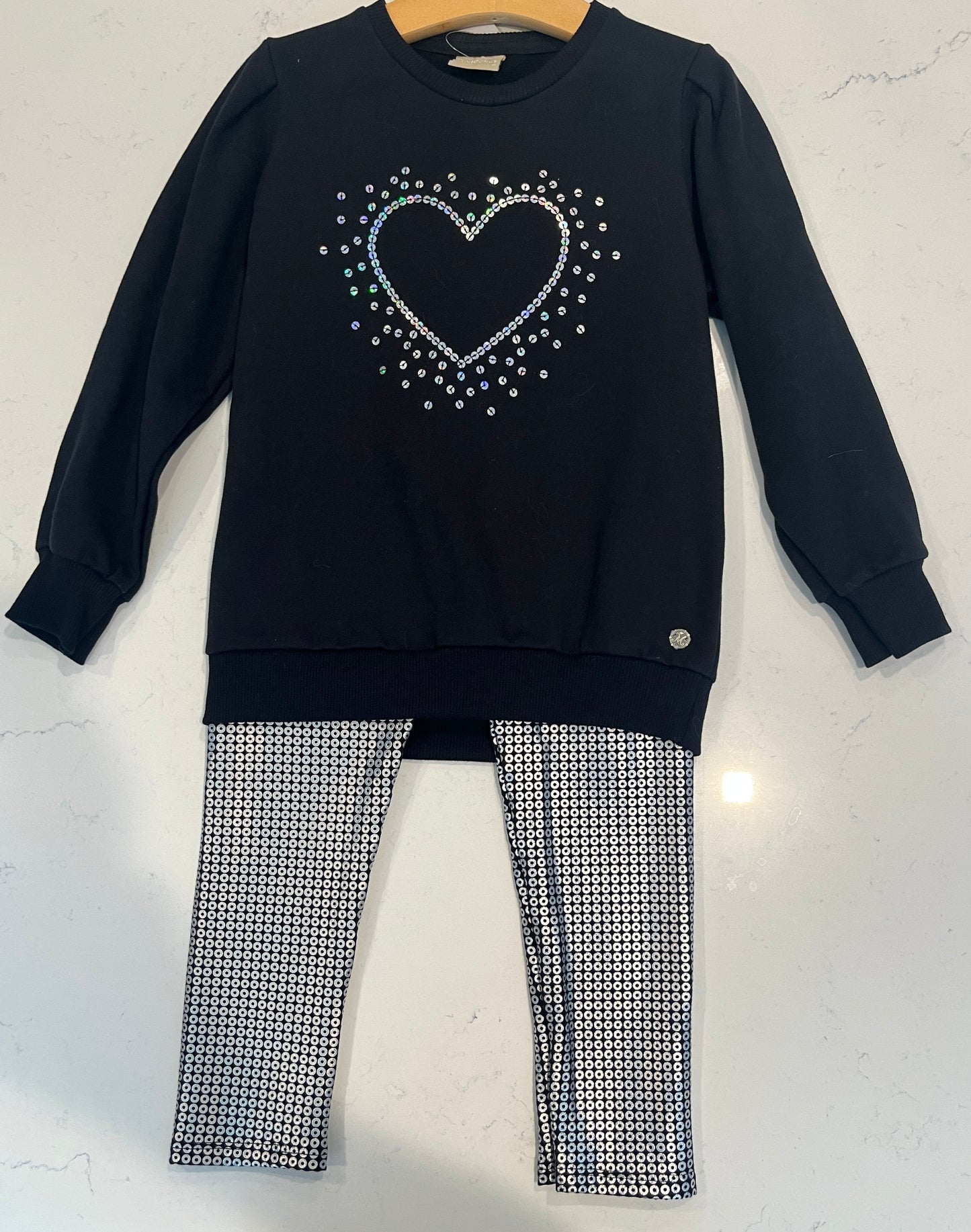 Milon 2pc Black Heart Sweatshirt and Leggings Set