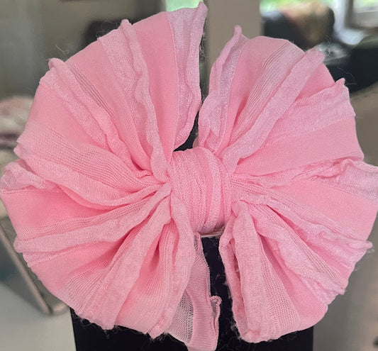 Bows Art Light Pink Shabby Bow Stretch Headband - Baby & Girls’ Boutique Hair Accessory