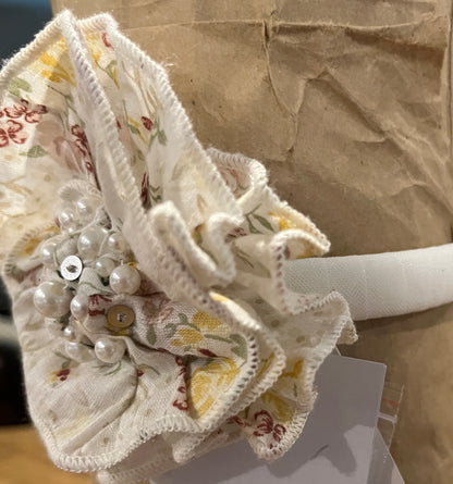 Garden Floral Headband w Pearl Detail