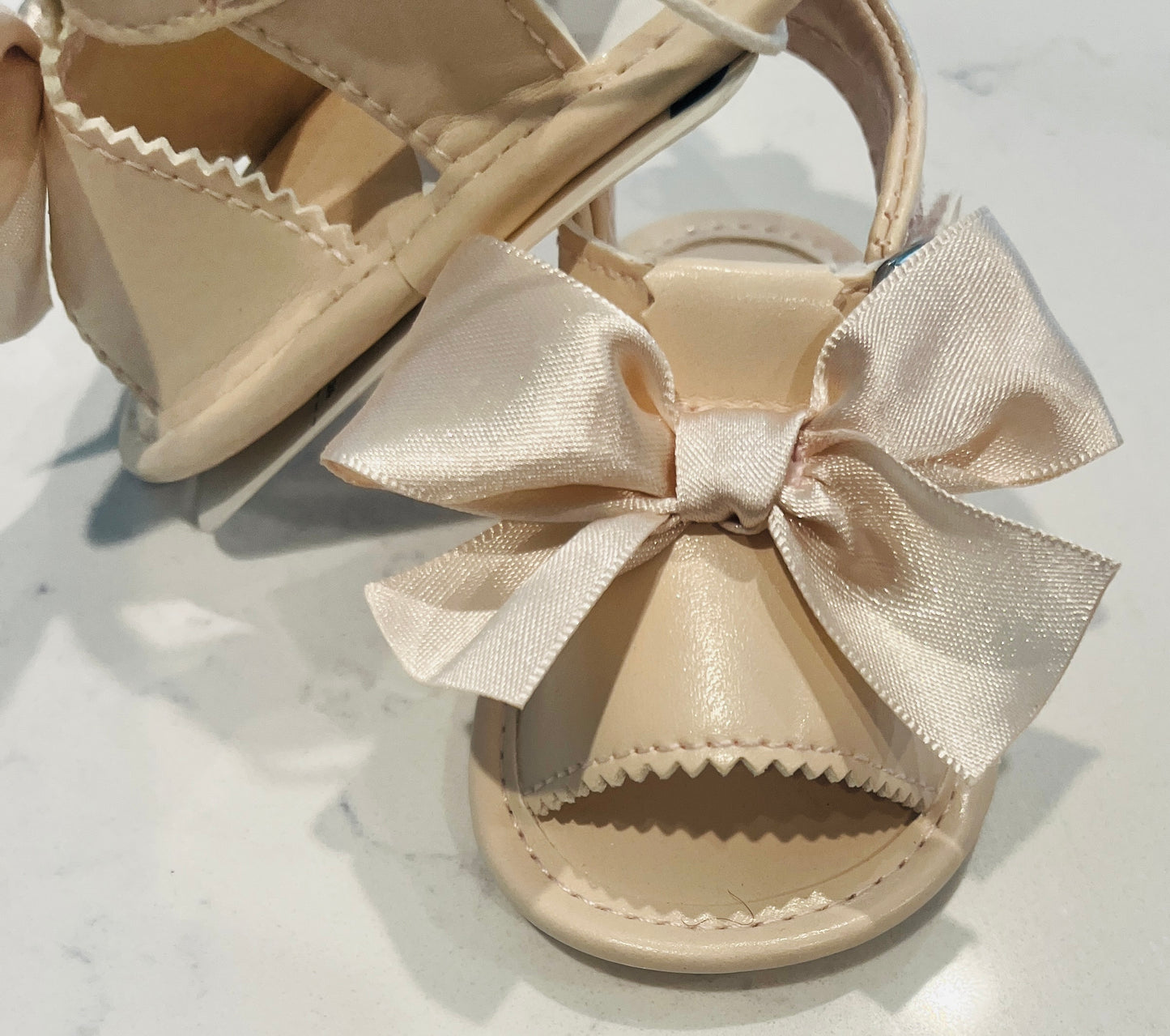 Mayoral Champagne Baby Sandals with Satin Bow