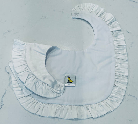 L'Pety Canar GB618-718 White Silk Baby Bib