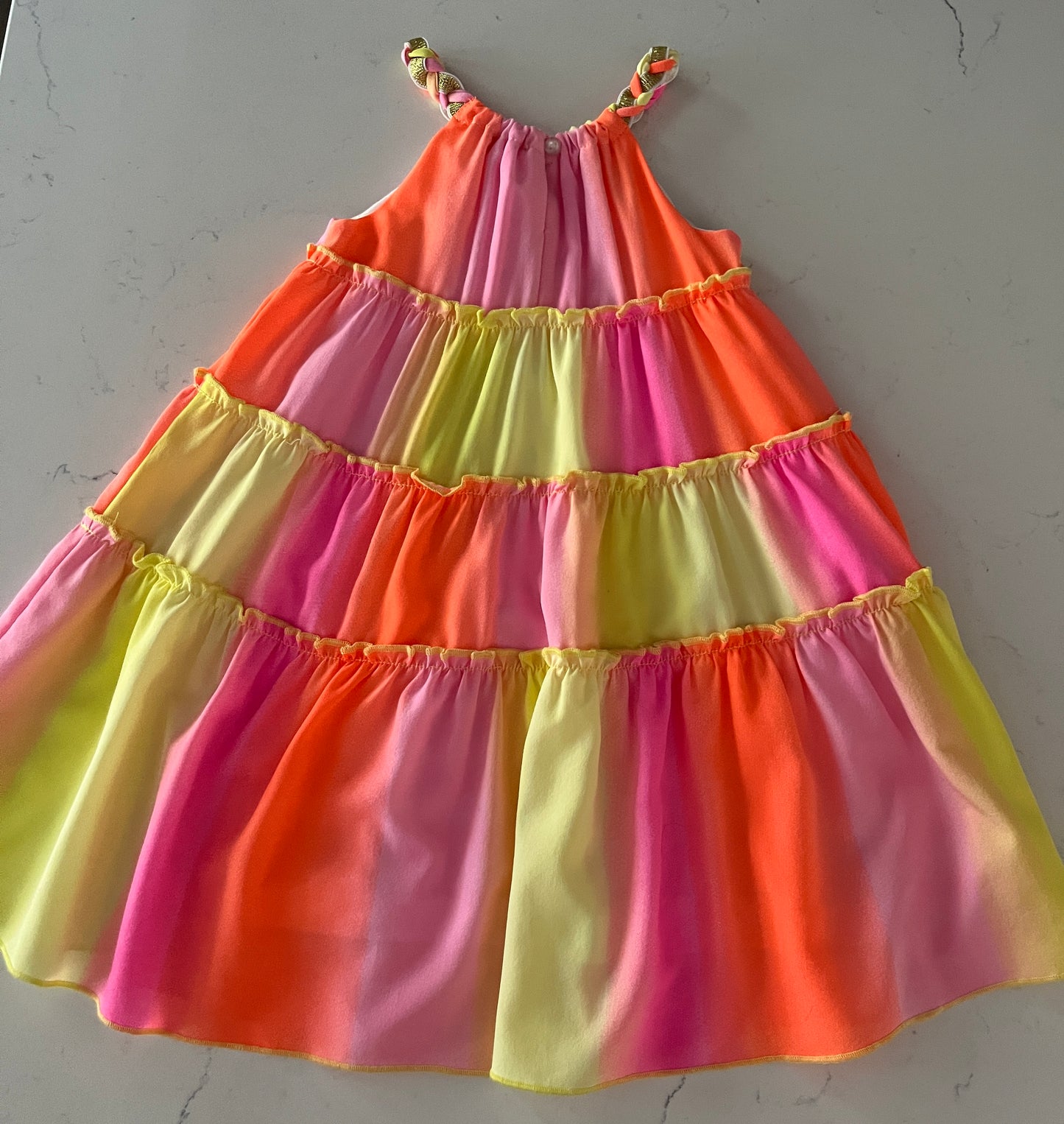 Pink Multi Rainbow Tierd Dress w Star