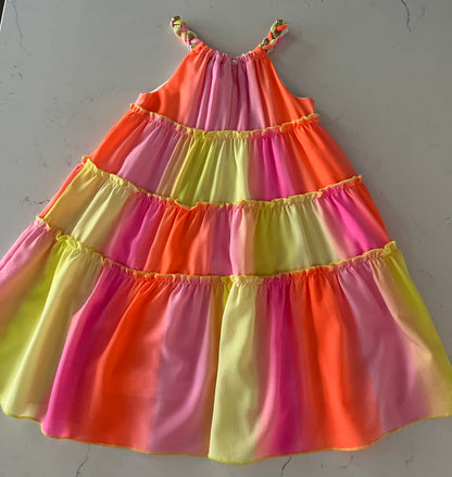 Pink Multi Rainbow Tierd Dress w Star
