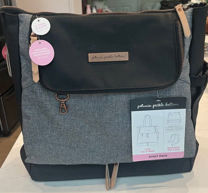 Petunia Pickle Bottom Pivot Graphite and Black Diaper Backpack
