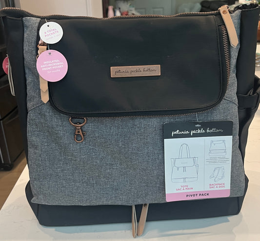 Petunia Pickle Bottom Pivot Graphite and Black Diaper Backpack