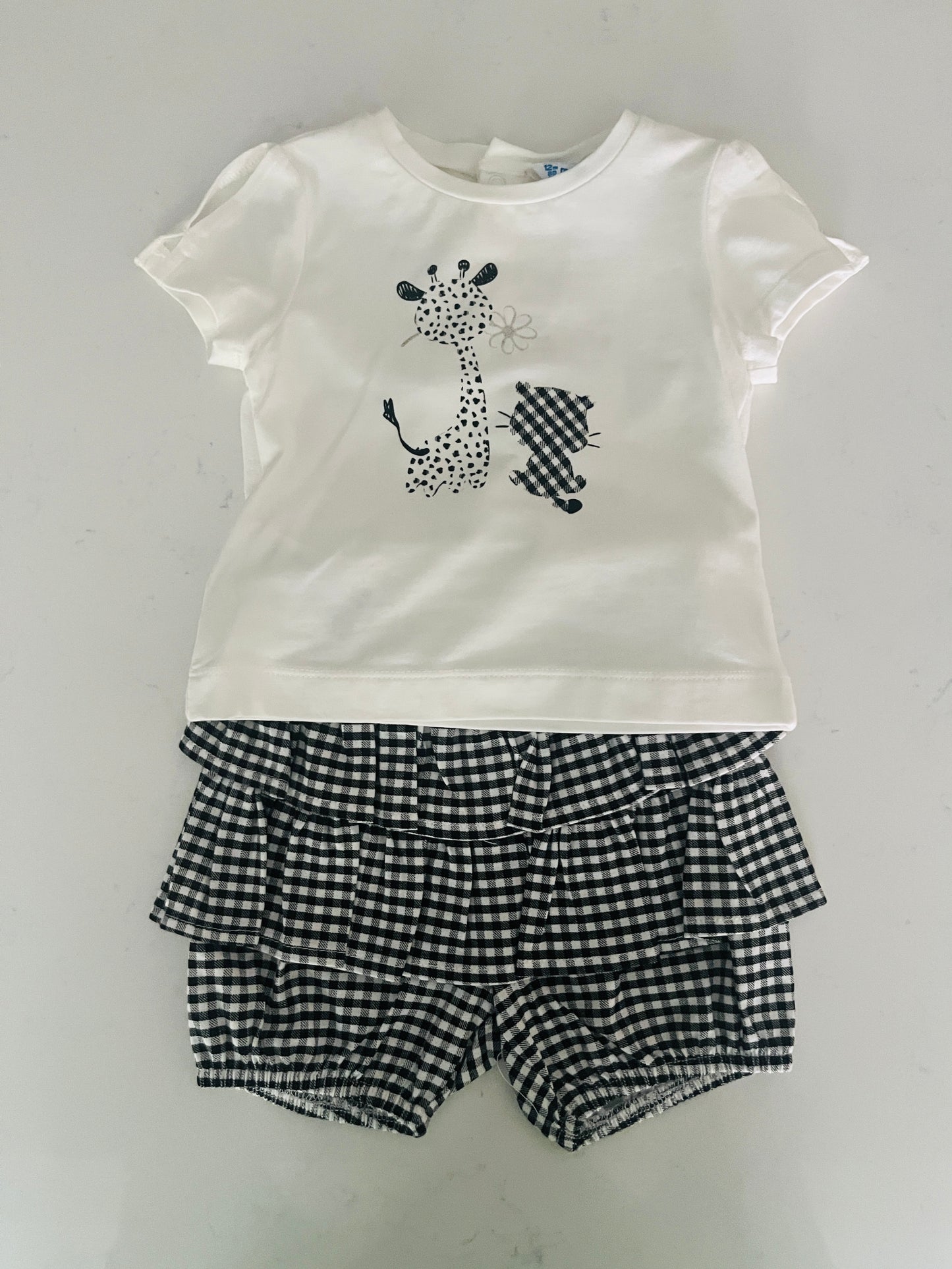 2pc Black & White Checked Short Set