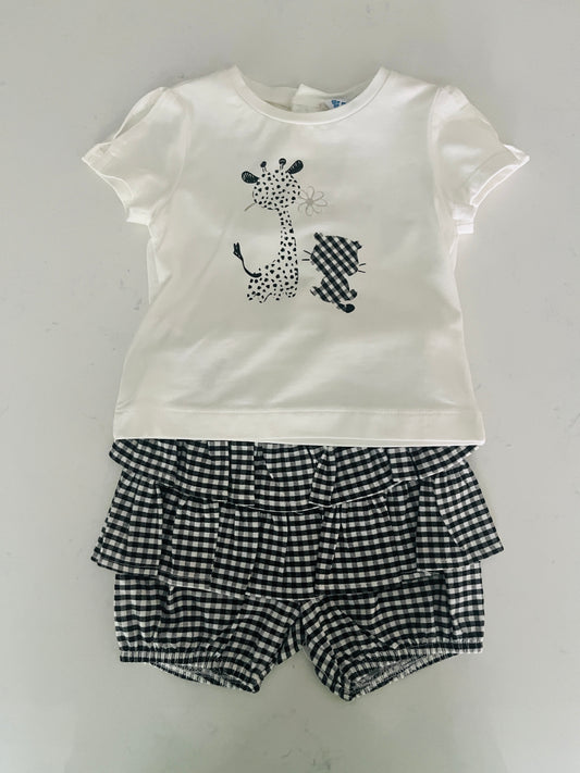 2pc Black & White Checked Short Set