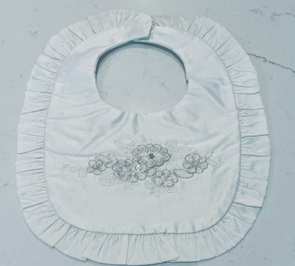L'Pety Canar GB618-718 White Silk Baby Bib