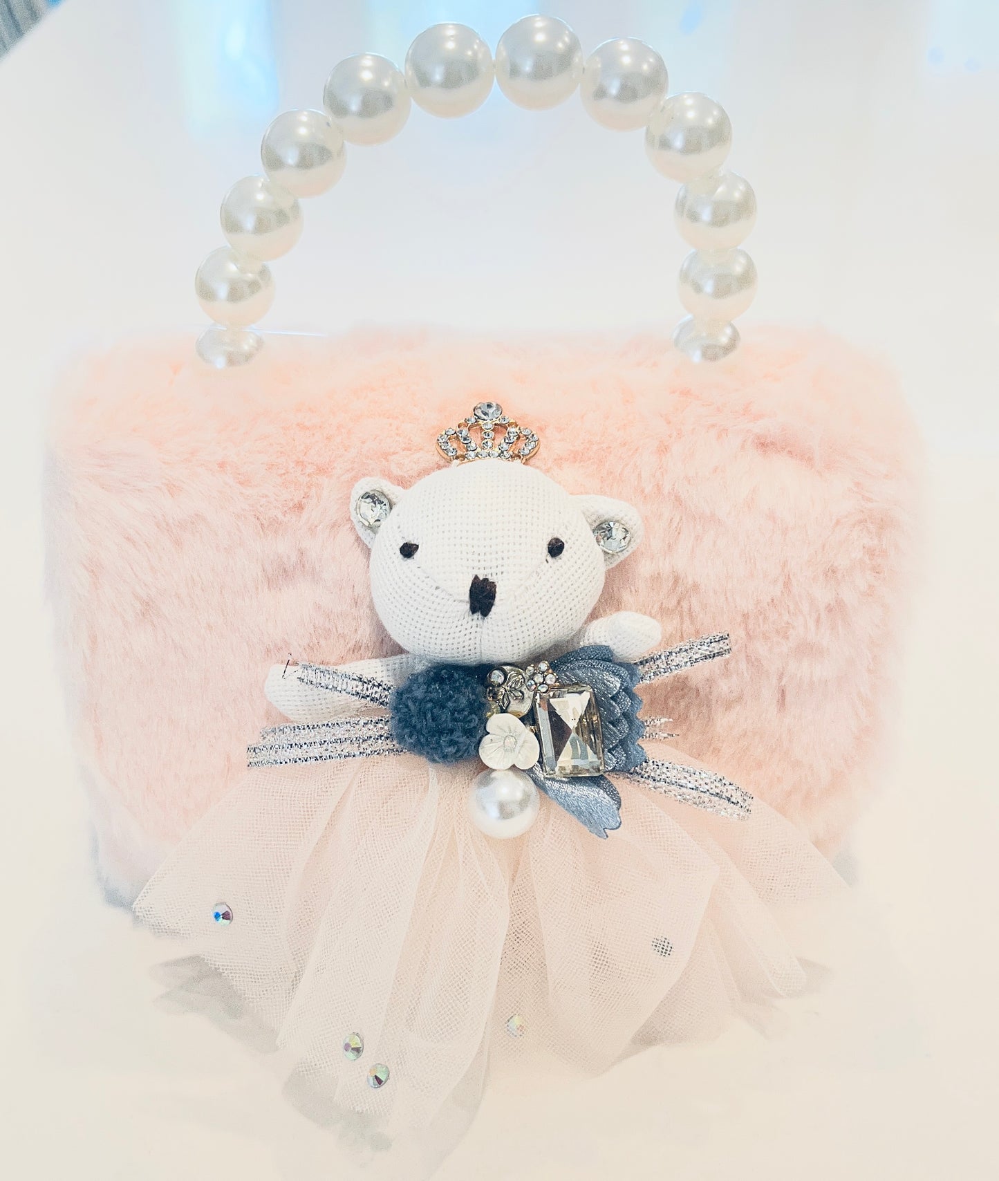 Doe a Dear Pink Princess Bear Furry Purse