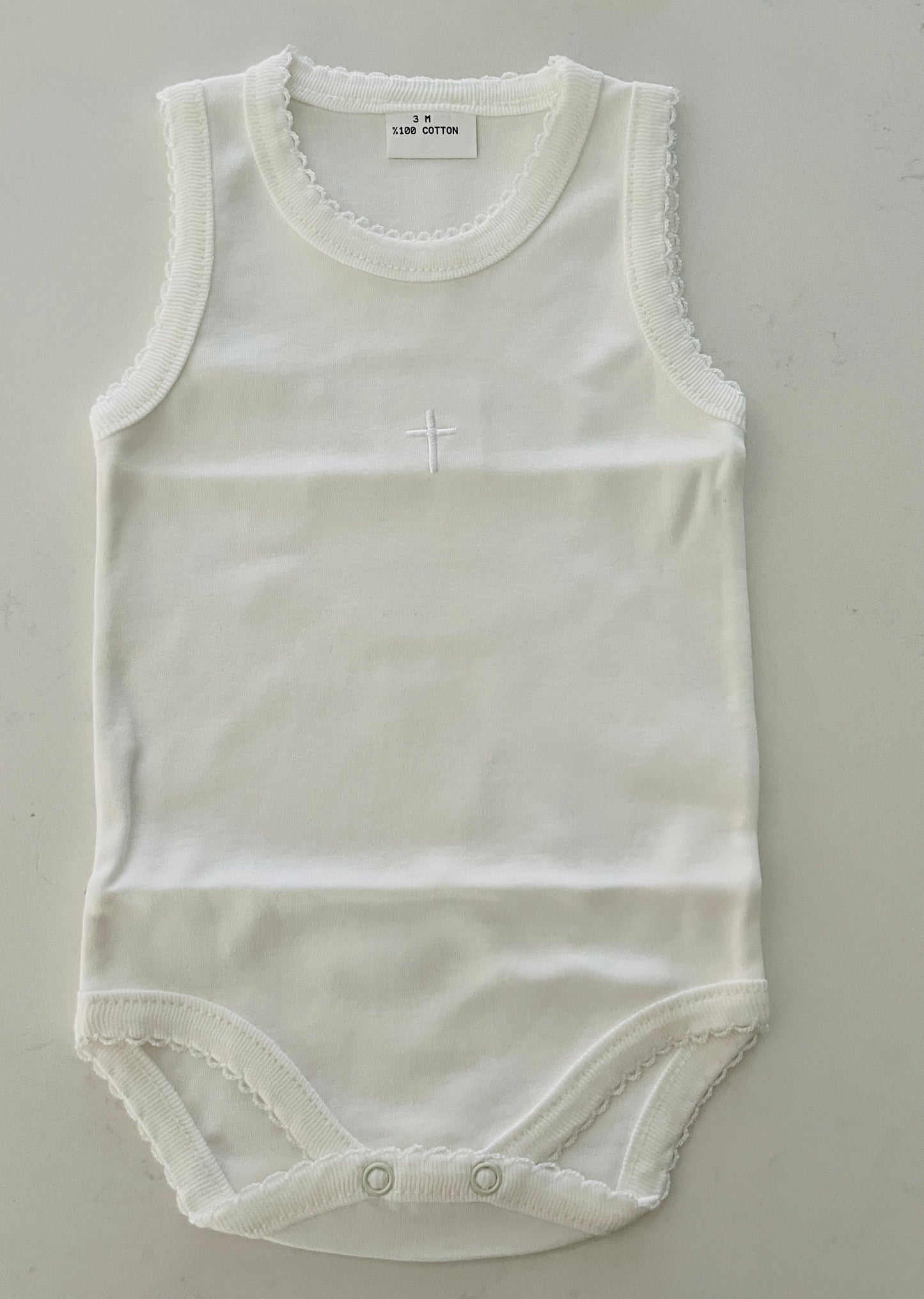 Eda baby Off-White Solid Sleeveless Tank Onesie Undershirt