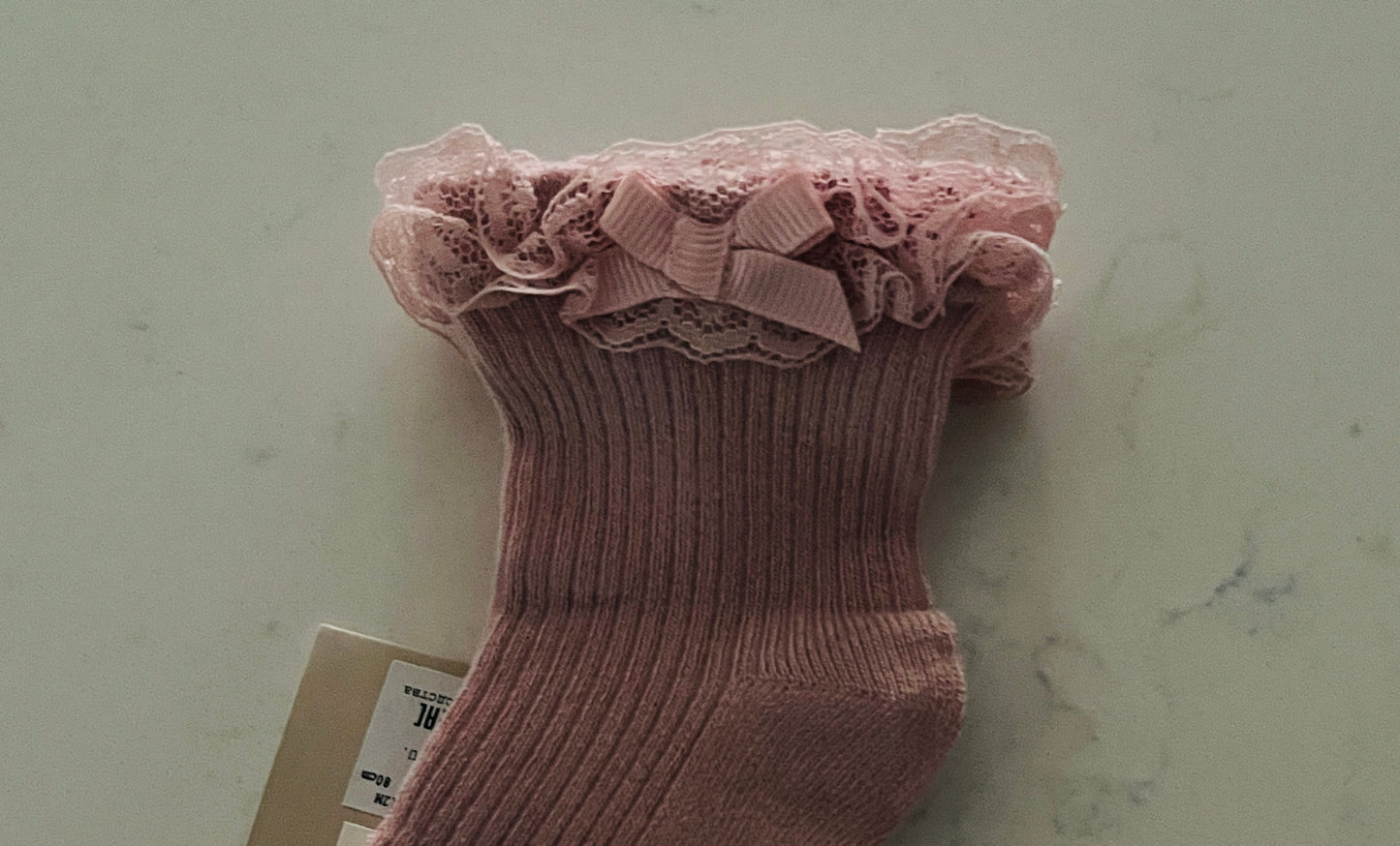 Sock w lace cuff & satin Bow