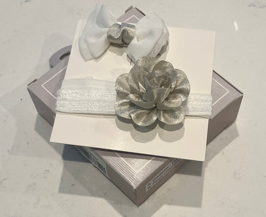 Mayoral Champagne 2-Piece Baby Headband and Hair Clip Set