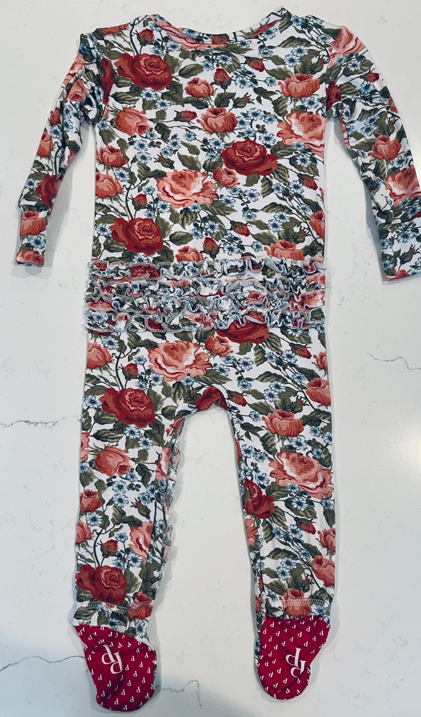 Alma Footie Ruffled Zippered One piece